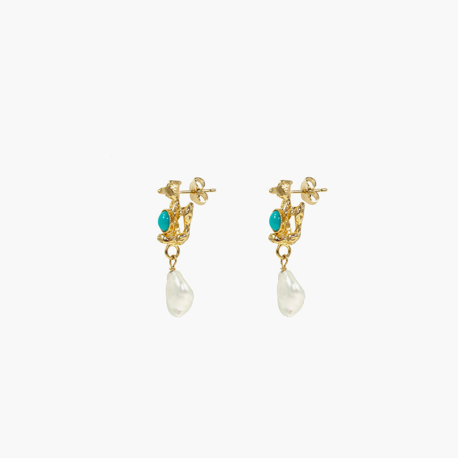 Hybrid Small Pearl and Stone Earrings