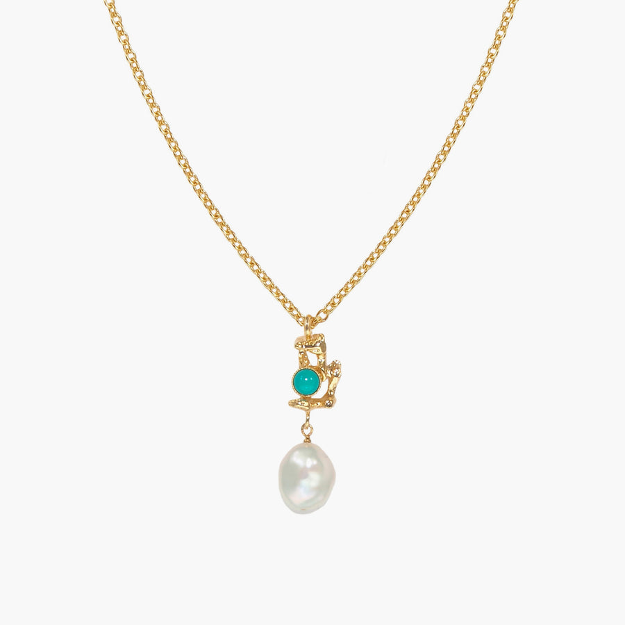 Hybrid small Pearl and Stone Necklace