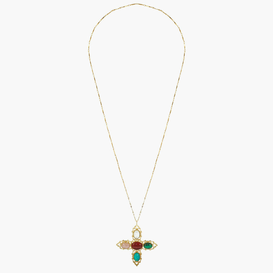 Croix Guipure long necklace