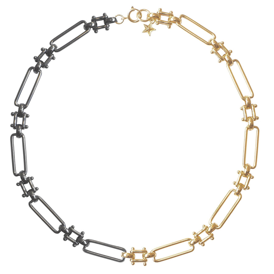 collier chaîne baroque doré noir bicolore
